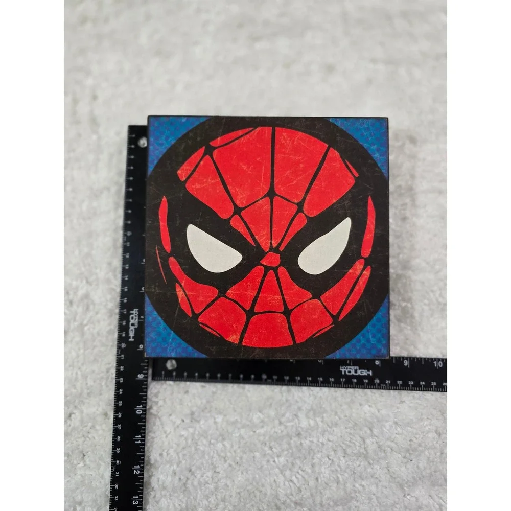 Marvel Spiderman Wood Wall Art Open Road Brands 6x6 Square Comic Mask Plaque
